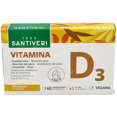 Santiveri Vitamina D3 2000 UI - Suplemento para Huesos e Inmunidad Santiveri Vitamina D3 2000 UI - Suplemento para Huesos e Inmunidad