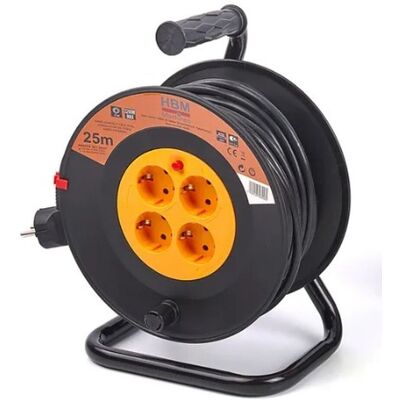 Carrete de extensión HBM de 25 metros, carrete de cable 3 x 1,5 mm Carrete de extensión HBM de 25 metros, carrete de cable 3 x 1,5 mm