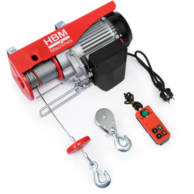 Polipasto eléctrico HBM con control remoto inalámbrico de 500 kg, 18 metros Polipasto eléctrico HBM con control remoto inalámbrico de 500 kg, 18 metros