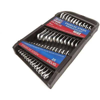 Conjunto de 25 Llaves Inglesas de Tuerca y Vaso - HBM Conjunto de 25 Llaves Inglesas de Tuerca y Vaso - HBM