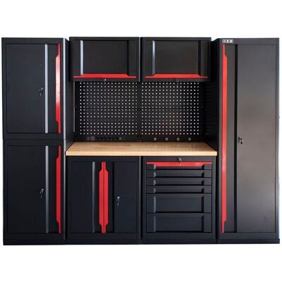 HBM Sistema de taller modular experto, 10 piezas, negro rojo HBM Sistema de taller modular experto, 10 piezas, negro rojo