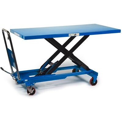 HBM Mesa de trabajo móvil / mesa elevadora grande 500 kg, azul HBM Mesa de trabajo móvil / mesa elevadora grande 500 kg, azul