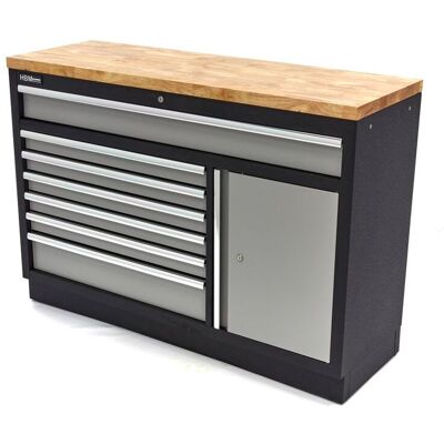 HBM 7 cajones 136 cm. Armario de herramientas profesional, banco de trabajo con puerta para equipos de taller HBM 7 cajones 136 cm. Armario de herramientas profesional, banco de trabajo con puerta para equipos de taller