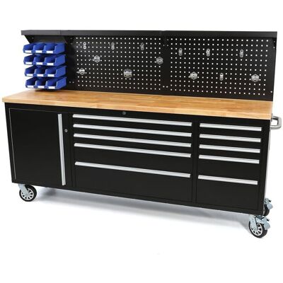 Carro de herramientas HBM, mesa de trabajo de madera 215 cm Carro de herramientas HBM, mesa de trabajo de madera 215 cm