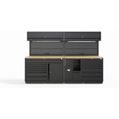 Sistema de mesa de trabajo modular HBM de 10 piezas, negro Sistema de mesa de trabajo modular HBM de 10 piezas, negro