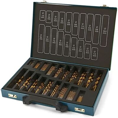 Set de 140 piezas de brocas HSS con recubrimiento de estaño Set de 140 piezas de brocas HSS con recubrimiento de estaño