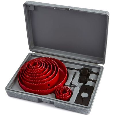 Juego de sierras de corona de 16 piezas HBM – diámetro de 19-127 mm, adecuado para madera, yeso y paneles de yeso Juego de sierras de corona de 16 piezas HBM – diámetro de 19-127 mm, adecuado para madera, yeso y paneles de yeso