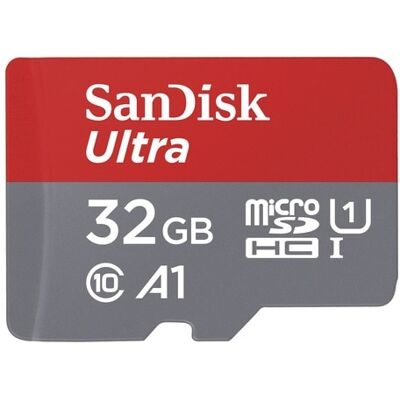SanDisk - Tarjeta de Memoria Ultra Micro SDHC Clase 10 A1 de 32 GB + Adaptador. Gris / Rojo SanDisk - Tarjeta de Memoria Ultra Micro SDHC Clase 10 A1 de 32 GB + Adaptador. Gris / Rojo