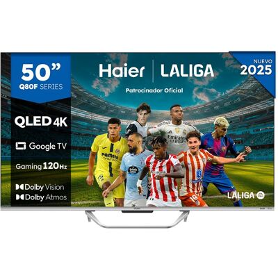 HAIER - TV QLED 126 cm (50") H50Q80FUX UHD, Peana central, Smart Google TV, HDR10+, Dolby Atmos & Vision, Gaming 120Hz. Silver HAIER - TV QLED 126 cm (50") H50Q80FUX UHD, Peana central, Smart Google TV, HDR10+, Dolby Atmos & Vision, Gaming 120Hz. Silver