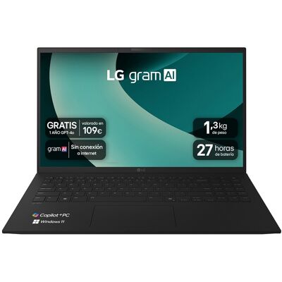 LG - Portátil gram 15Z80T, Ryzen AI 7-350, 32GB, 1TB SSD, 15", W11. Negro LG - Portátil gram 15Z80T, Ryzen AI 7-350, 32GB, 1TB SSD, 15", W11. Negro