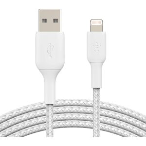 Belkin - Cable trenzado BOOST CHARGE Lightning a USB-A blanco de 3 metros. Blanco Belkin - Cable trenzado BOOST CHARGE Lightning a USB-A blanco de 3 metros. Blanco