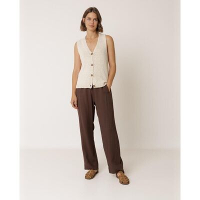 Indi & Cold Indi & Cold - Pantalón de mujer largo cintura ajustable. (44) Marrón mujer Indi & Cold Indi & Cold - Pantalón de mujer largo cintura ajustable. (44) Marrón mujer