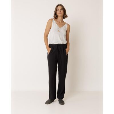 Indi & Cold Indi & Cold - Pantalón de mujer largo cintura ajustable. (44) Negro mujer Indi & Cold Indi & Cold - Pantalón de mujer largo cintura ajustable. (44) Negro mujer