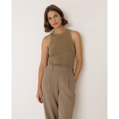 Indi & Cold Indi & Cold - Camiseta de mujer cuello redondo sin mangas. (34) Kaki mujer Indi & Cold Indi & Cold - Camiseta de mujer cuello redondo sin mangas. (34) Kaki mujer