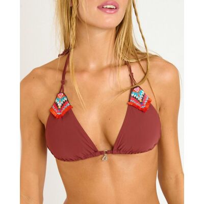 banana moon Top de bikini totem, foam extraíble y atado al cuello y detalle étnico bordado. (95) Marrón oscuro mujer banana moon Top de bikini totem, foam extraíble y atado al cuello y detalle étnico bordado. (95) Marrón oscuro mujer