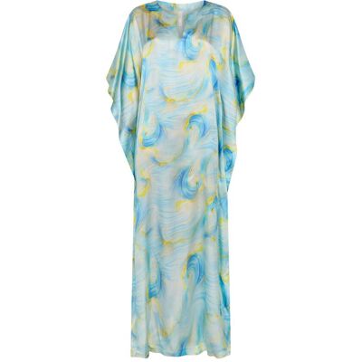 Lohe Kaftan de mujer de seda natural estampado. (42) Azul mujer Lohe Kaftan de mujer de seda natural estampado. (42) Azul mujer