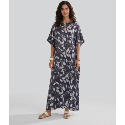 Lohe Kaftan de mujer de seda natural estampado. (46) Azul marino mujer Lohe Kaftan de mujer de seda natural estampado. (46) Azul marino mujer
