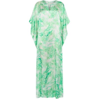 Lohe Kaftan de mujer de seda natural estampado. (46) Verde mujer Lohe Kaftan de mujer de seda natural estampado. (46) Verde mujer