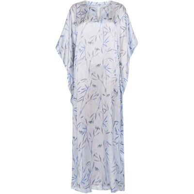 Lohe Kaftan de mujer de seda natural estampado. (46) Azul mujer Lohe Kaftan de mujer de seda natural estampado. (46) Azul mujer