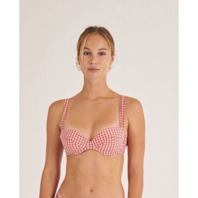 Bohodot Top de bikini balconet con estampado de cuadros.. (90) Blanco mujer Bohodot Top de bikini balconet con estampado de cuadros.. (90) Blanco mujer