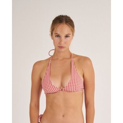 Bohodot Top de bikini halter con estampado de cuadros.. (100) Blanco mujer Bohodot Top de bikini halter con estampado de cuadros.. (100) Blanco mujer