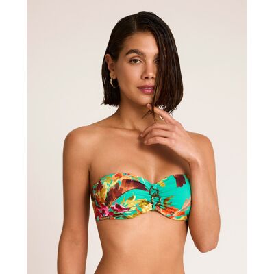 Selmark Top de bikini de mujer, bandeau de capacidad con aro, colección trópico. (85 - Copa C) Azul / Verde mujer Selmark Top de bikini de mujer, bandeau de capacidad con aro, colección trópico. (85 - Copa C) Azul / Verde mujer
