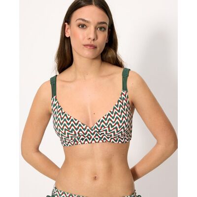 Ysabel Mora Tops de bikini triángulo micropiqué estampado coral en copa b. (95 - Copa B) Verde mujer Ysabel Mora Tops de bikini triángulo micropiqué estampado coral en copa b. (95 - Copa B) Verde mujer