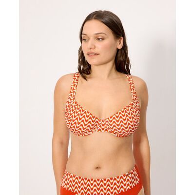 Ysabel Mora Tops de bikini reductor micropiqué estampado coral en copas e y f. (100 - Copa F) Coral mujer Ysabel Mora Tops de bikini reductor micropiqué estampado coral en copas e y f. (100 - Copa F) Coral mujer