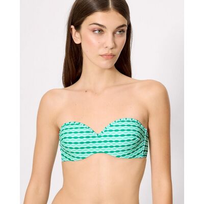 Ysabel Mora Tops de bikini bandeau estampado geométrico en copa b. (95 - Copa B) Verde mujer Ysabel Mora Tops de bikini bandeau estampado geométrico en copa b. (95 - Copa B) Verde mujer