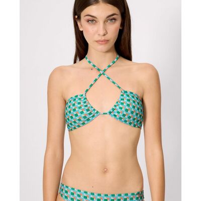 Ysabel Mora Tops de bikini con brillo tirantes anudados en copa b. (90 - Copa B) Verde / Blanco mujer Ysabel Mora Tops de bikini con brillo tirantes anudados en copa b. (90 - Copa B) Verde / Blanco mujer