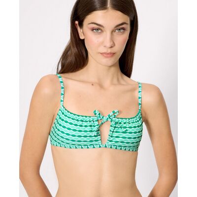Ysabel Mora Tops de bikini triángulo estampado geométrico en copa b. (95 - Copa B) Blanco / Verde mujer Ysabel Mora Tops de bikini triángulo estampado geométrico en copa b. (95 - Copa B) Blanco / Verde mujer
