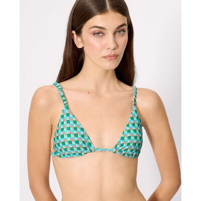 Ysabel Mora Tops de bikini triángulo con brillo en copa b. (80 - Copa B) Verde / Blanco mujer Ysabel Mora Tops de bikini triángulo con brillo en copa b. (80 - Copa B) Verde / Blanco mujer