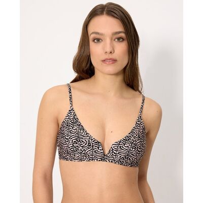 Ysabel Mora Tops de bikini triángulo estampado con brillo en copa b. (95 - Copa B) Negro / Blanco mujer Ysabel Mora Tops de bikini triángulo estampado con brillo en copa b. (95 - Copa B) Negro / Blanco mujer