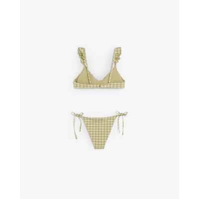 Scalpers Bikini completo de cuadros vichy con volantse y braguita con lazo. (36) Verde Oliva mujer Scalpers Bikini completo de cuadros vichy con volantse y braguita con lazo. (36) Verde Oliva mujer