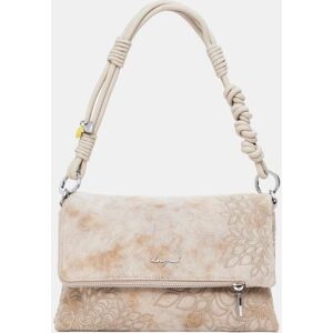 Desigual Bolso mediano solapa bordados. Beige mujer Desigual Bolso mediano solapa bordados. Beige mujer