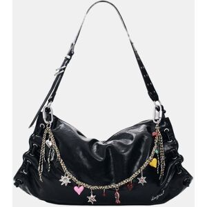 Desigual Bolso grande bandolera efecto piel. Negro mujer Desigual Bolso grande bandolera efecto piel. Negro mujer
