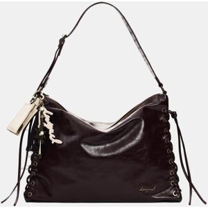 Desigual Bolso efecto piel detalles trenzados. Marrón chocolate mujer Desigual Bolso efecto piel detalles trenzados. Marrón chocolate mujer