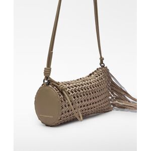 Adolfo Dominguez Bolso de cóctel de mujer con tejido trenzado y flecos. Gris plomo mujer Adolfo Dominguez Bolso de cóctel de mujer con tejido trenzado y flecos. Gris plomo mujer