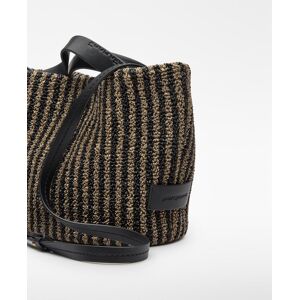 Adolfo Dominguez Bolso de mano de mujer de rayas con textura de rafia. Negro / Natural mujer Adolfo Dominguez Bolso de mano de mujer de rayas con textura de rafia. Negro / Natural mujer