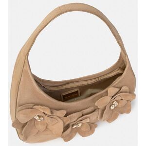 Alma en Pena Bolso de hombro de piel con pedrería y aplicaciones florales. Topo mujer Alma en Pena Bolso de hombro de piel con pedrería y aplicaciones florales. Topo mujer