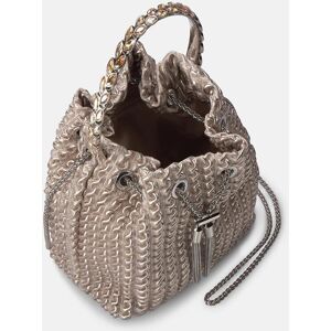 Alma en Pena Bolso de mano estilo bombonera de piel en relieve y correa bandolera de cadena. Oro mujer Alma en Pena Bolso de mano estilo bombonera de piel en relieve y correa bandolera de cadena. Oro mujer