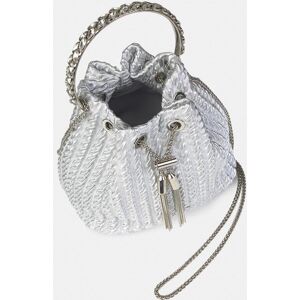 Alma en Pena Bolso de mano estilo bombonera de piel en relieve y correa bandolera de cadena. Plata mujer Alma en Pena Bolso de mano estilo bombonera de piel en relieve y correa bandolera de cadena. Plata mujer