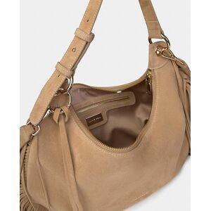 Alma en Pena Bolso de mano estilo media luna de piel con flecos y correa bandolera ajustable. Topo mujer Alma en Pena Bolso de mano estilo media luna de piel con flecos y correa bandolera ajustable. Topo mujer