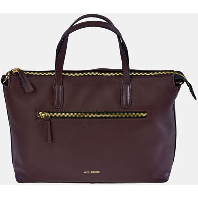 Guy Laroche Bolso carryal en piel con doble asa y bandoler. Burdeos mujer Guy Laroche Bolso carryal en piel con doble asa y bandoler. Burdeos mujer