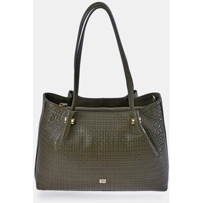 Guy Laroche Bolso Carryall con doble asa y bandolera en piel color negro. Verde oscuro mujer Guy Laroche Bolso Carryall con doble asa y bandolera en piel color negro. Verde oscuro mujer