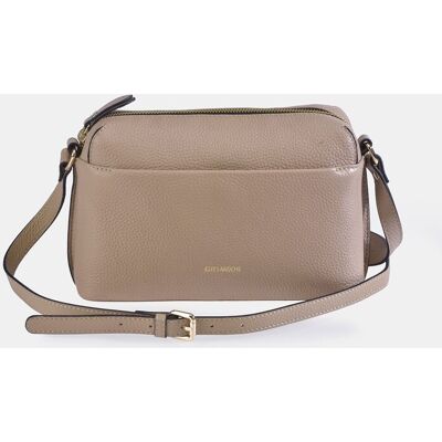 Guy Laroche Bolso crossbody en piel con bolsillo frontal. Crema mujer Guy Laroche Bolso crossbody en piel con bolsillo frontal. Crema mujer