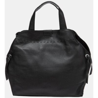Abbacino Bolso de mano en piel con pespunte. Negro mujer Abbacino Bolso de mano en piel con pespunte. Negro mujer