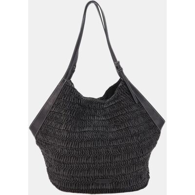 Abbacino Capazo de rafia con asa combinada. Negro mujer Abbacino Capazo de rafia con asa combinada. Negro mujer