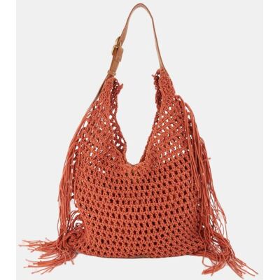 Abbacino Bolso de hombro de macramé y flecos. Naranja mujer Abbacino Bolso de hombro de macramé y flecos. Naranja mujer