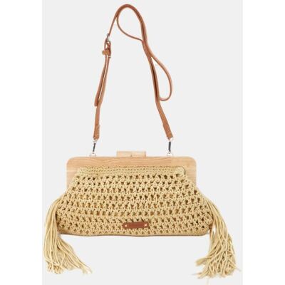 Abbacino Clutch de macramé y flecos. Amarillo mujer Abbacino Clutch de macramé y flecos. Amarillo mujer